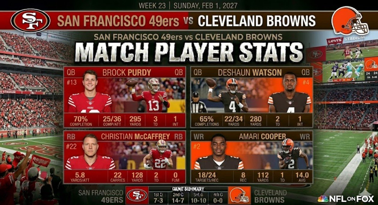 49ers vs cleveland browns match player stats
