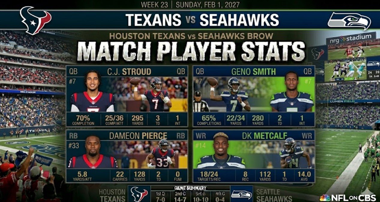 texans vs seahawks match player stats
